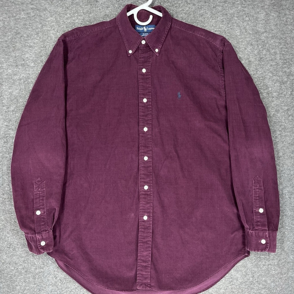 VTG Ralph Lauren Shirt Mens M Maroon Corduroy Pinwale Long Sleeve Blake Relaxed